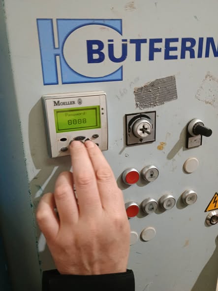 Butfering machinery control panel during fault investigation