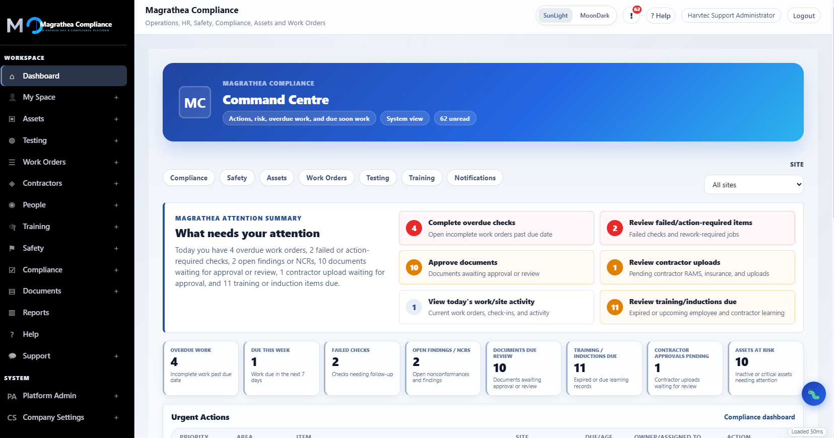 Magrathea compliance and client workflow dashboard